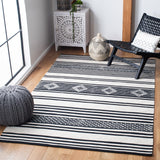 Safavieh Striped Kilim Stk511Z Black/Ivory Rugs.