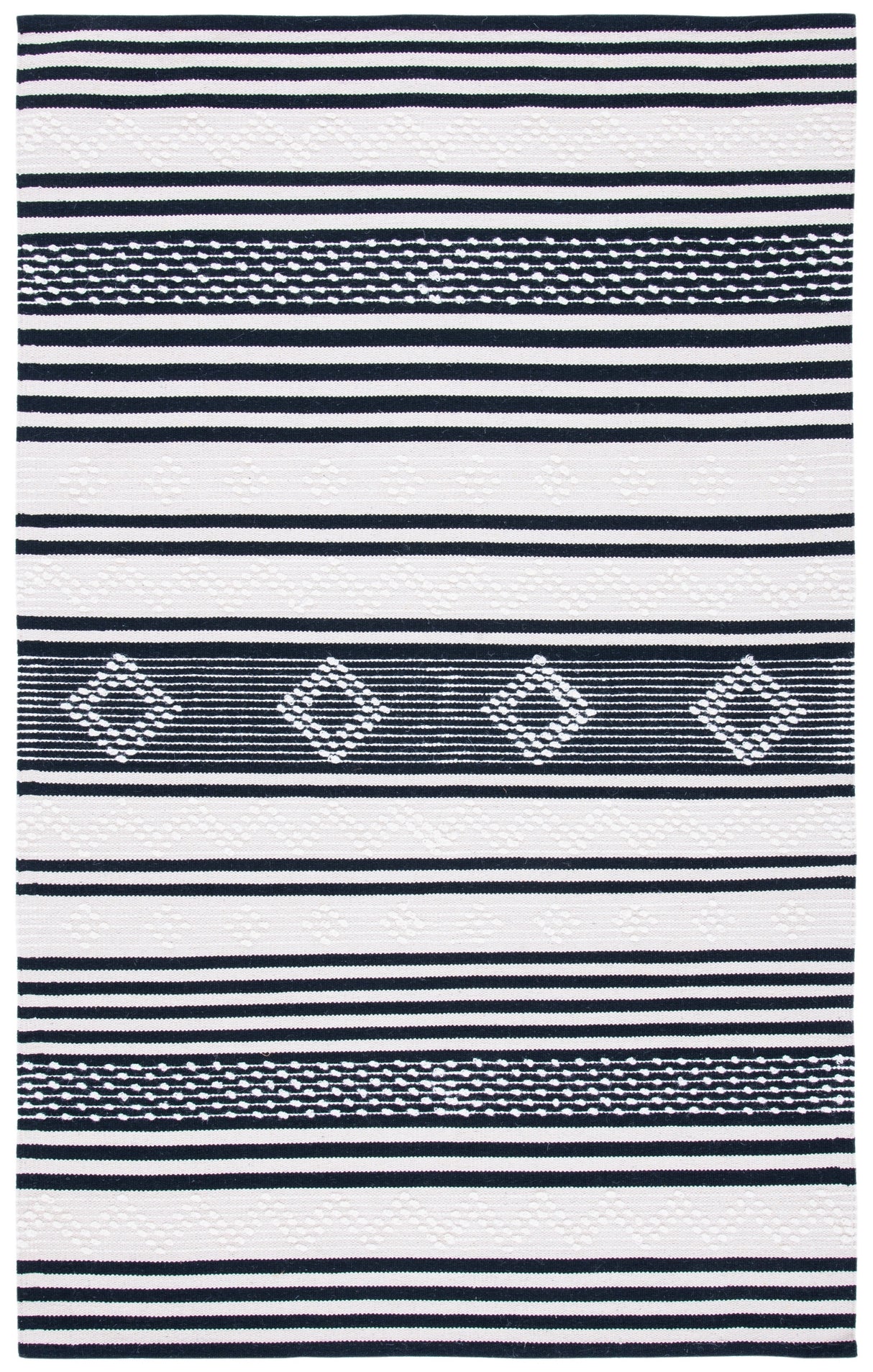 Safavieh Striped Kilim Stk511Z Black/Ivory Rugs.