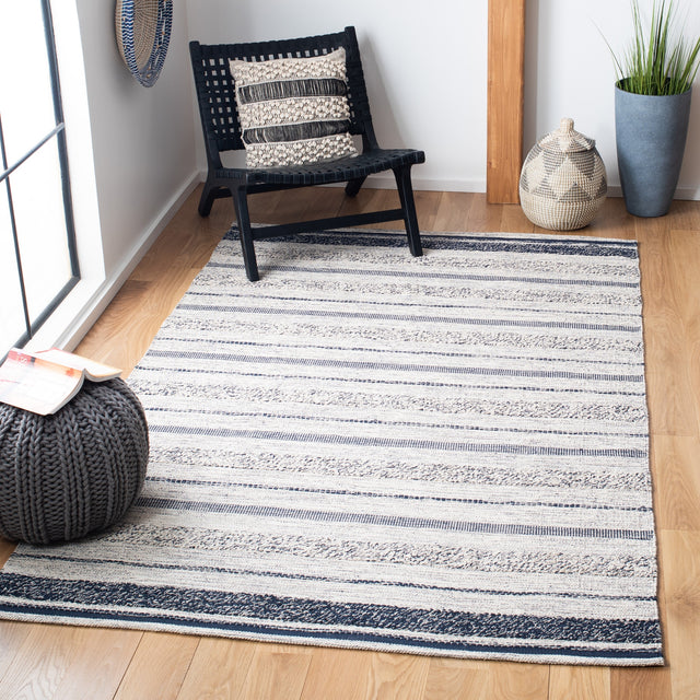 Safavieh Striped Kilim Stk517A Ivory/Navy Rugs.