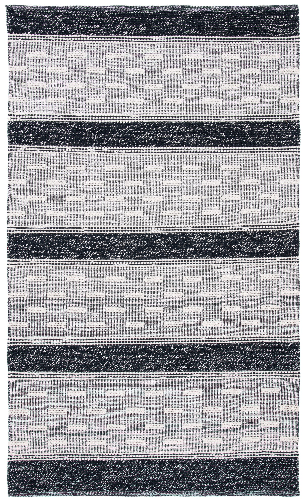 Safavieh Striped Kilim Stk518Z Black/Ivory Rugs.