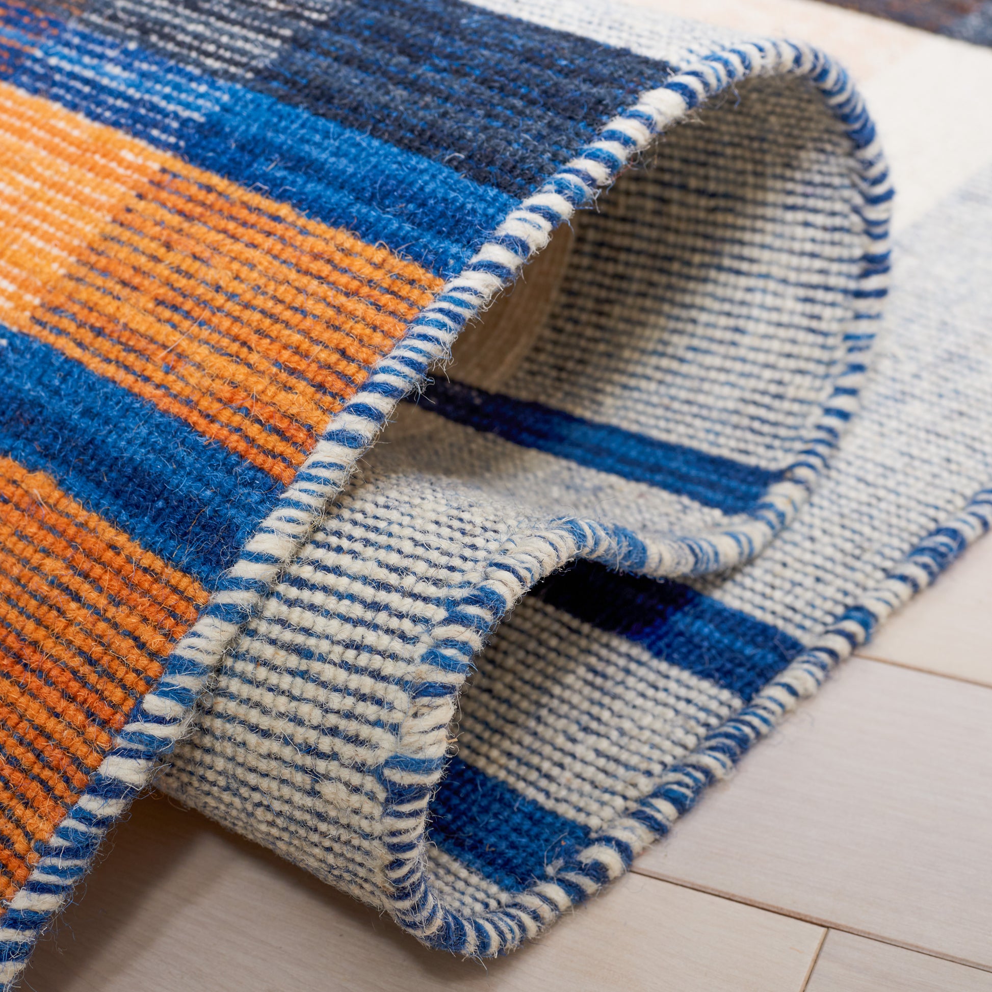 Safavieh Striped Kilim Stk702P Orange/Blue Area Rug