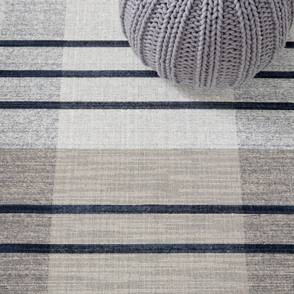 Safavieh Striped Kilim Stk704G Light Grey/Black Area Rug