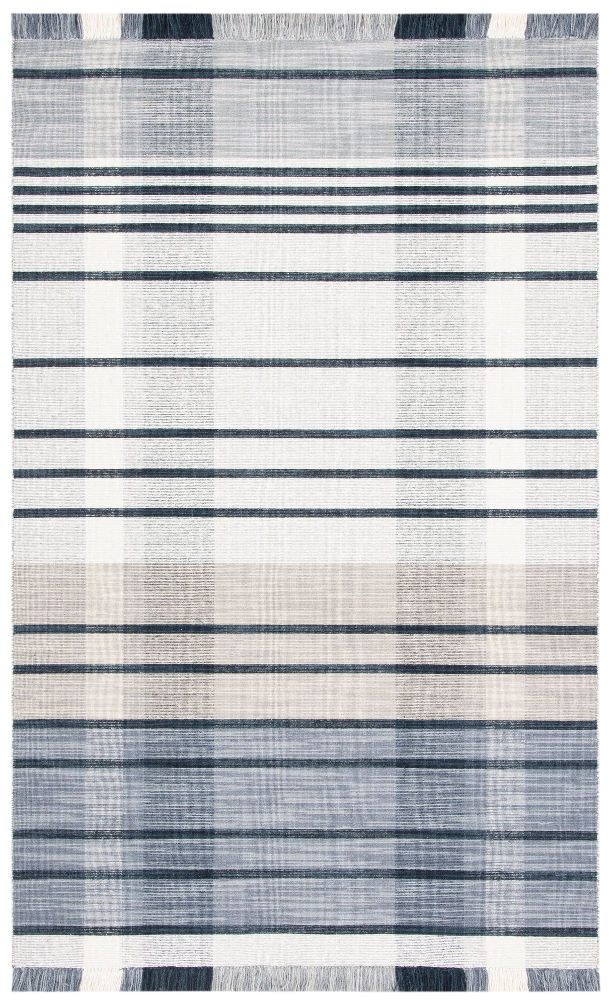 Safavieh Striped Kilim Stk704G Light Grey/Black Rug.