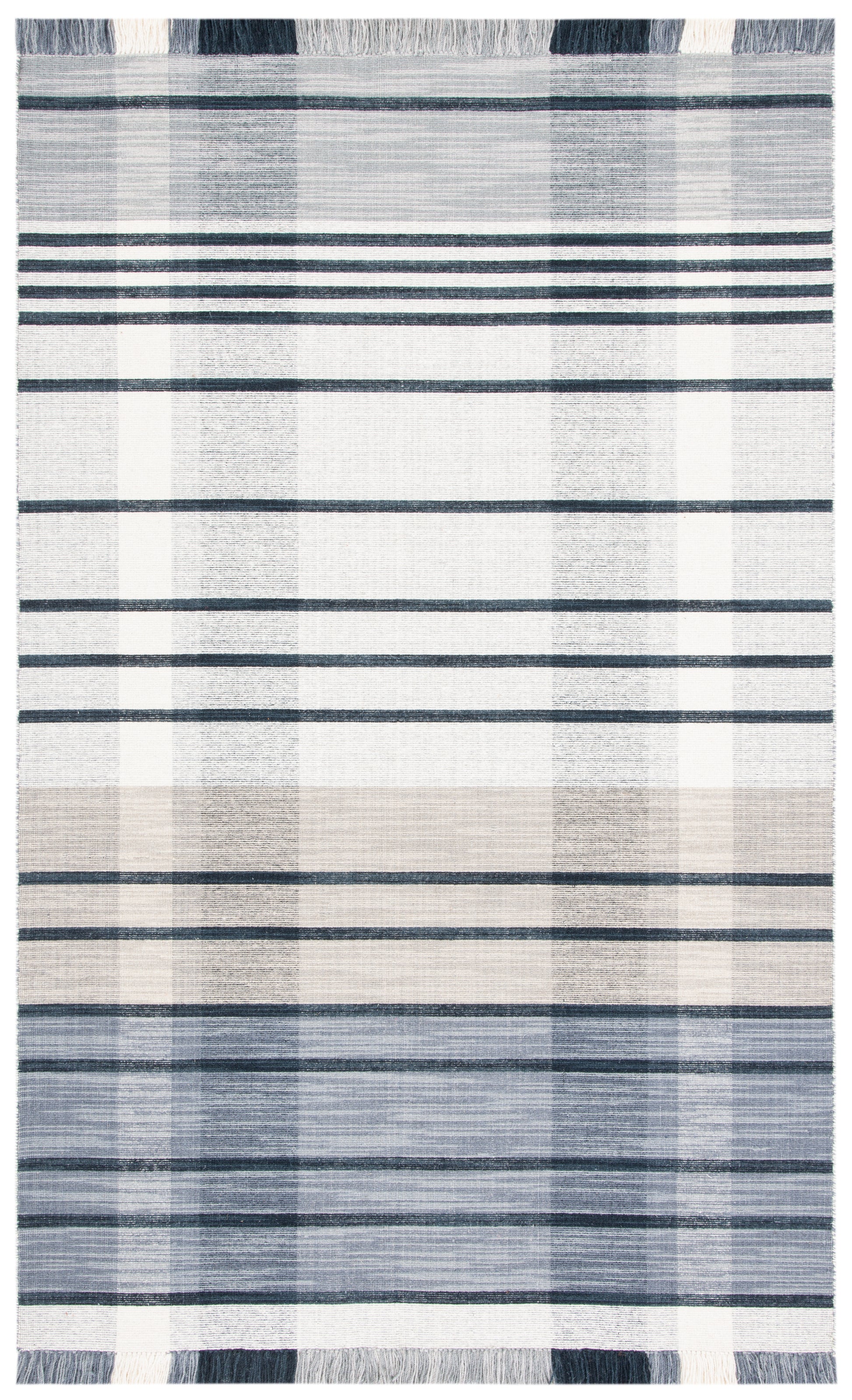 Safavieh Striped Kilim Stk704G Light Grey/Black Area Rug