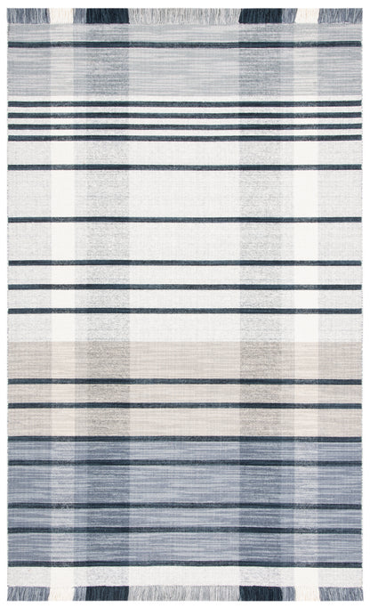 Safavieh Striped Kilim Stk704G Light Grey/Black Area Rug