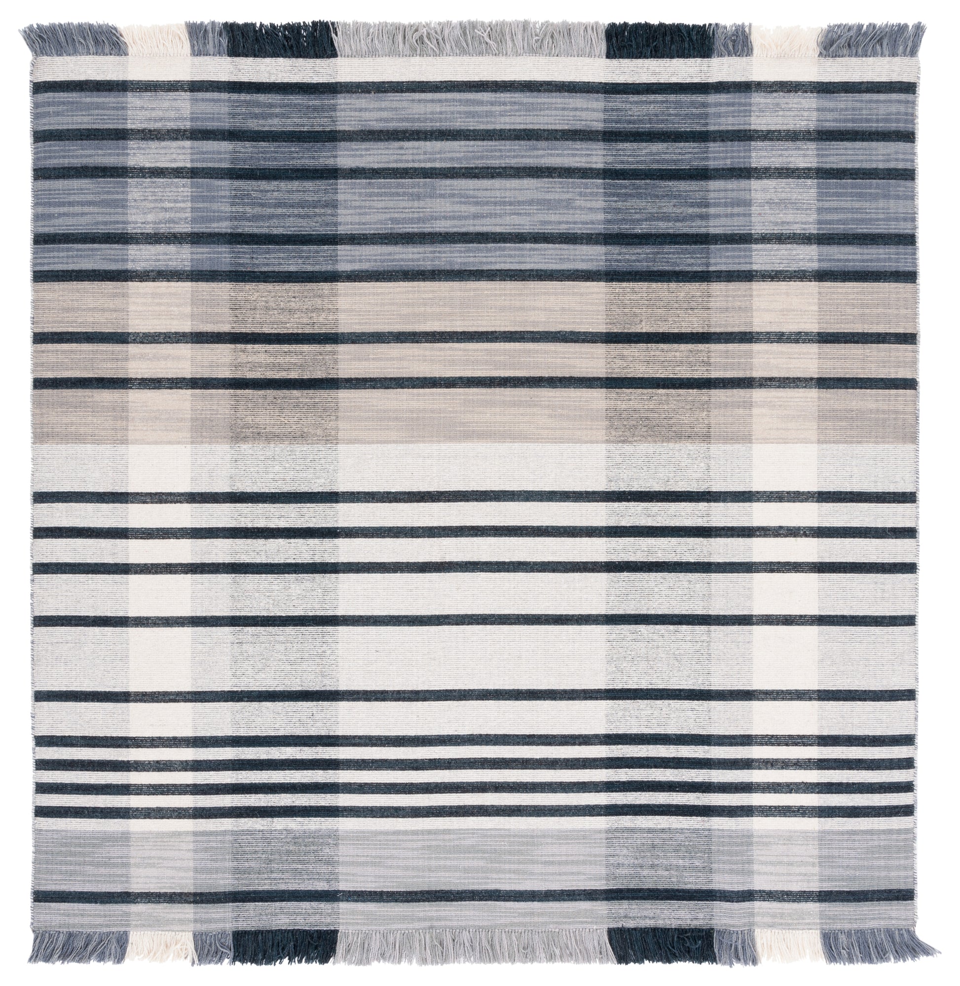 Safavieh Striped Kilim Stk704G Light Grey/Black Area Rug