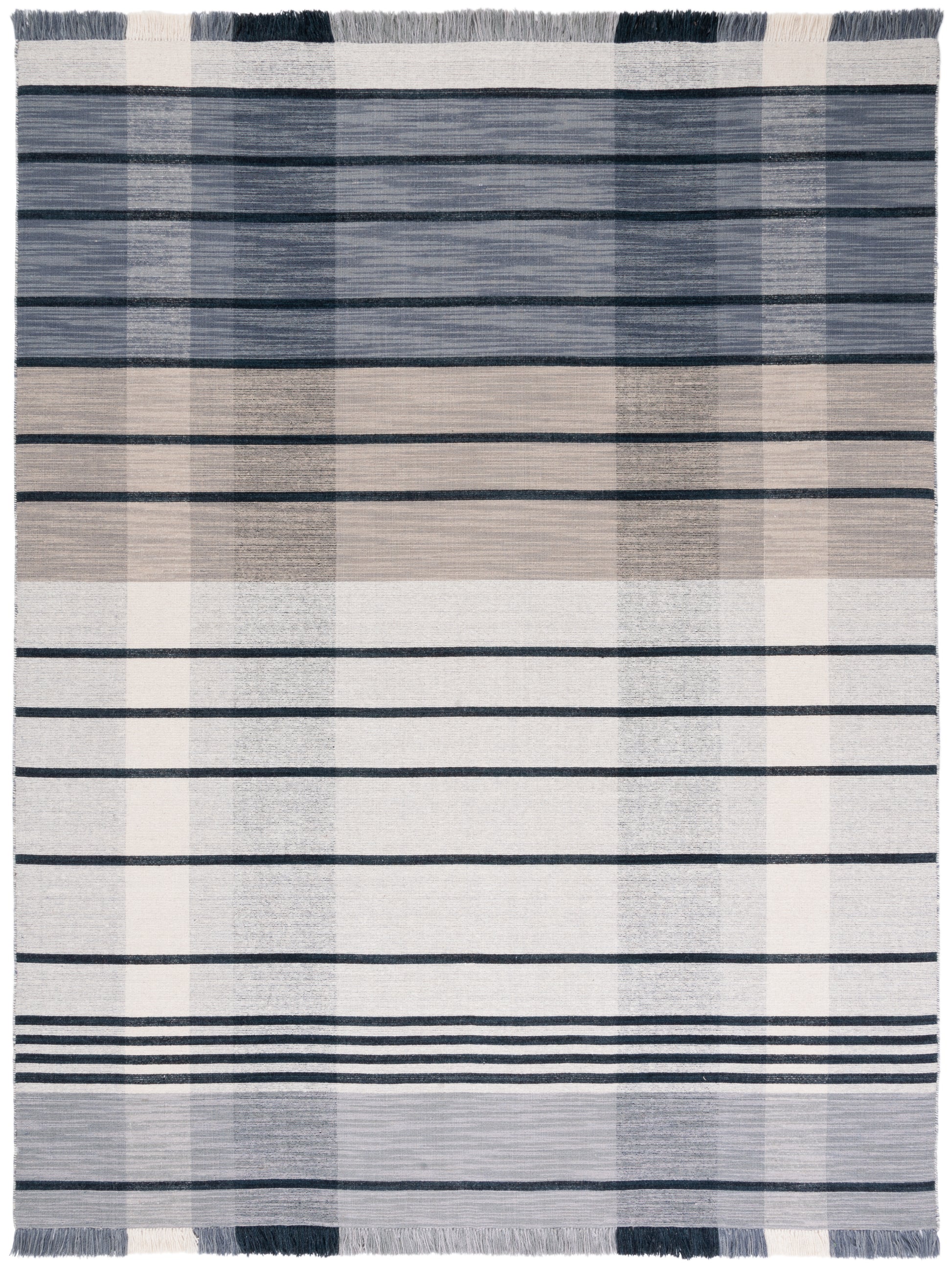 Safavieh Striped Kilim Stk704G Light Grey/Black Area Rug