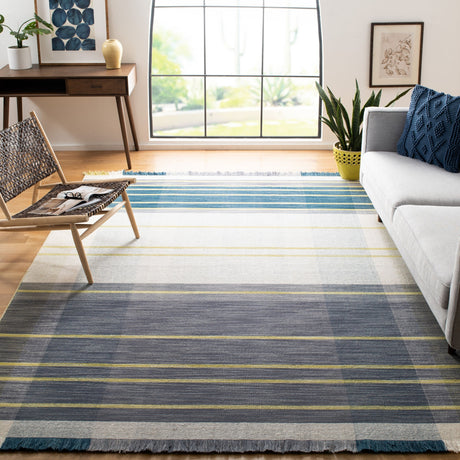 Safavieh Striped Kilim Stk706B Beige/Teal Rug.
