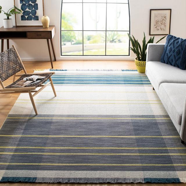 Safavieh Striped Kilim Stk706B Beige/Teal Rug.