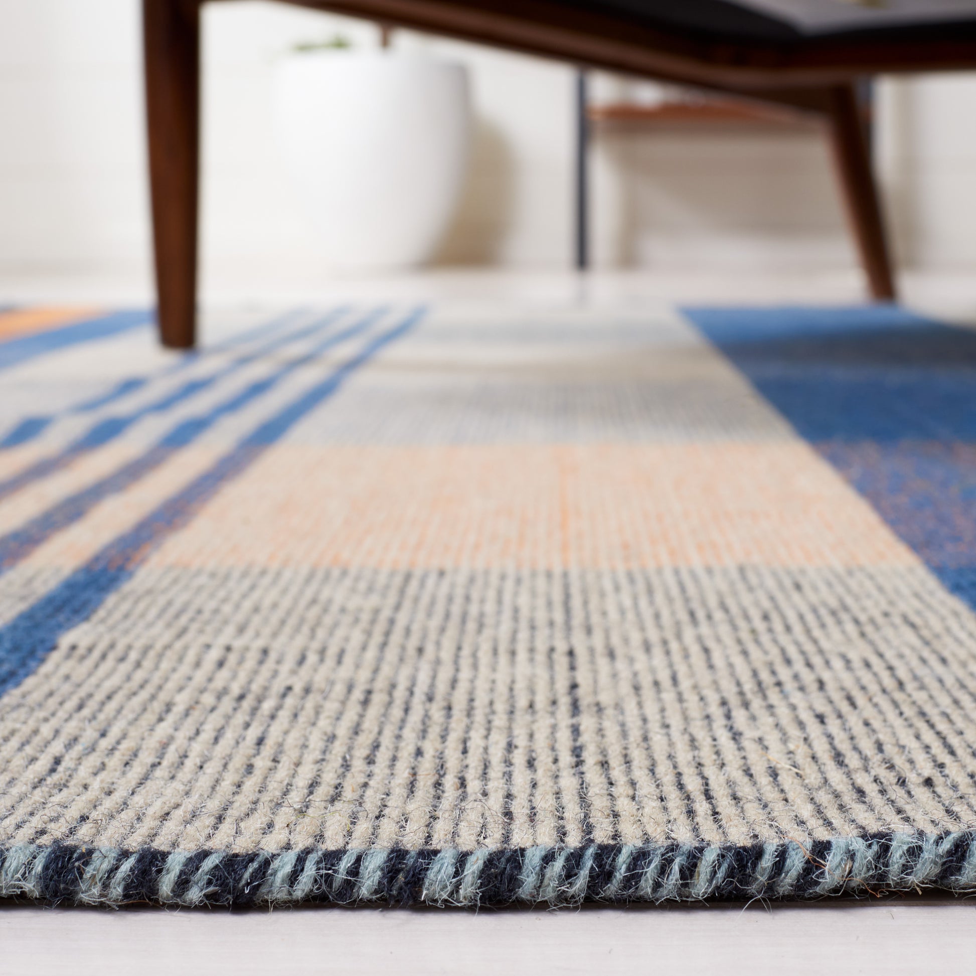 Safavieh Striped Kilim Stk708P Orange/Blue Area Rug