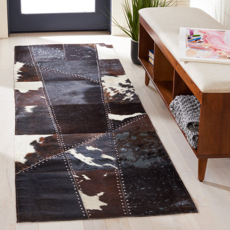 Safavieh Studio Leather Stl184T Dark Brown/Ivory Area Rug