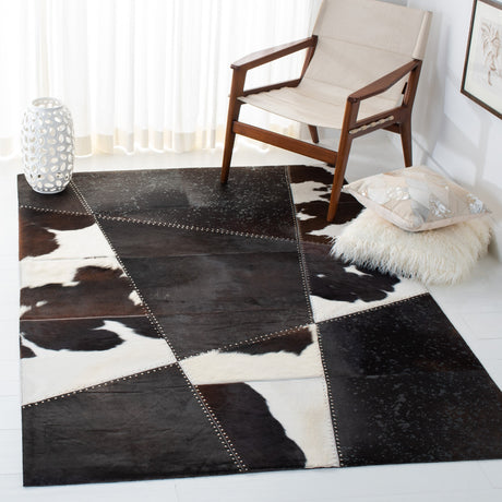 Safavieh Studio Leather Stl184T Dark Brown/Ivory Area Rug