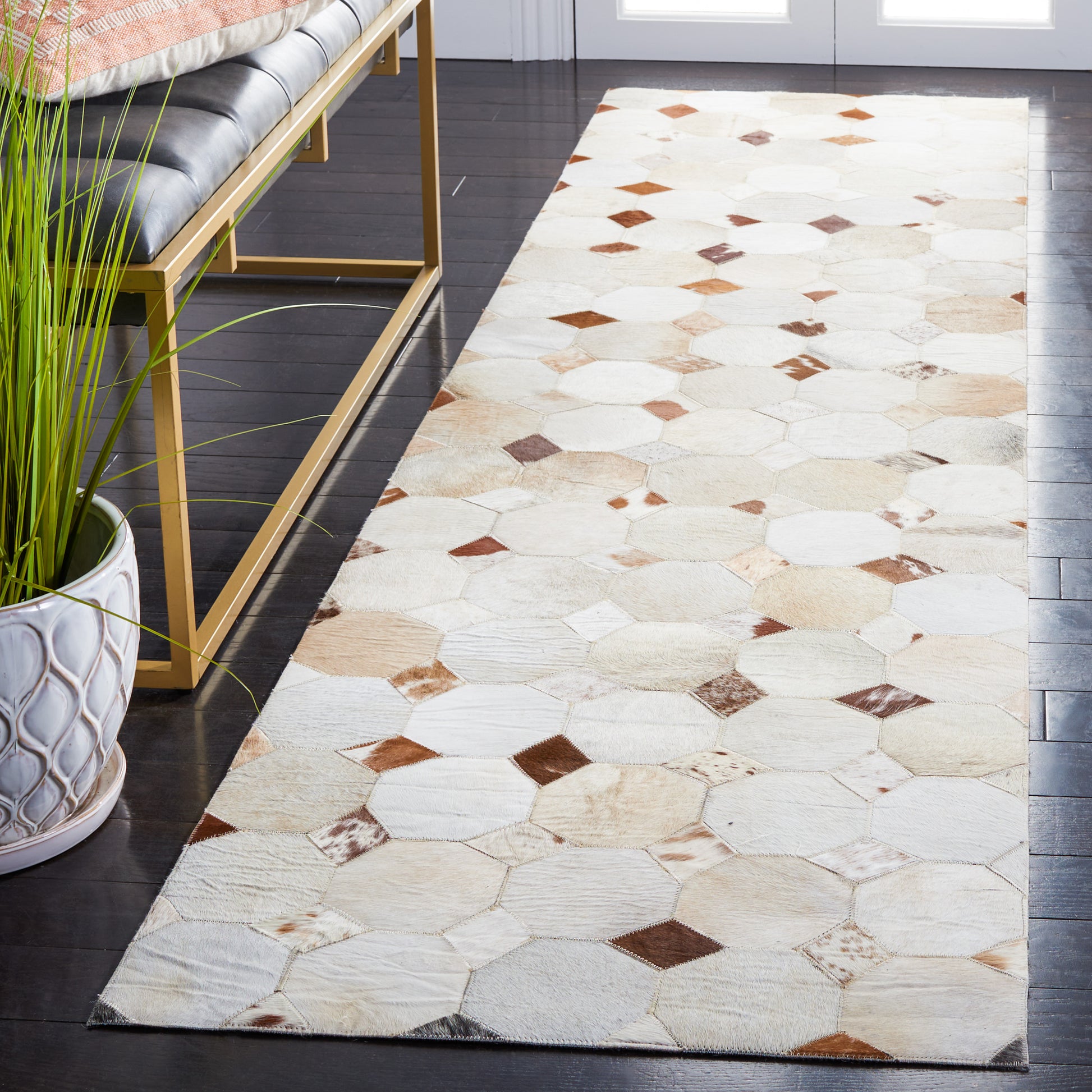 Safavieh Studio Leather Stl228A Ivory/Brown Area Rug