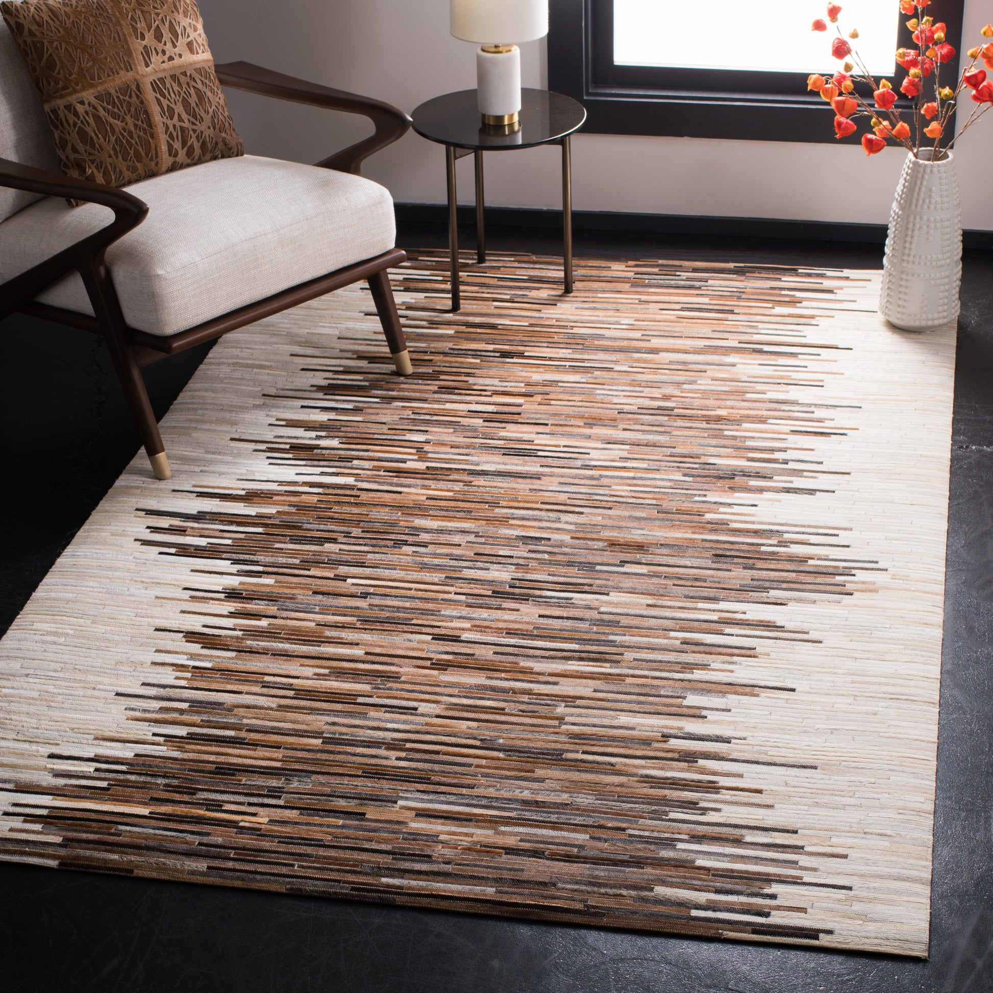 Safavieh Studio Leather Stl814A Ivory/Brown Area Rug