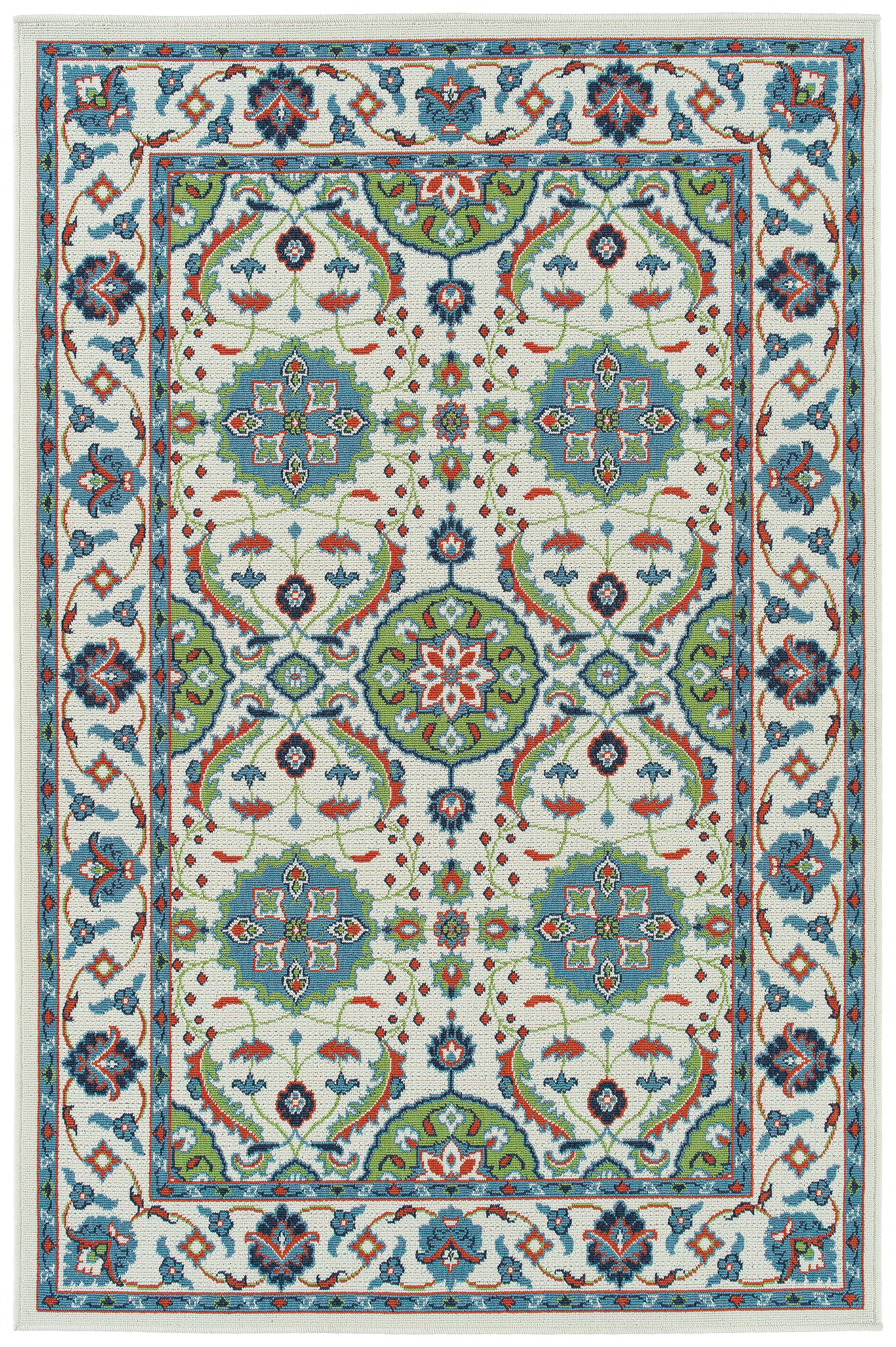 Kaleen Sunice Sun11-01 Ivory, Lt Blue, Lime Green, Tangerine Area Rug