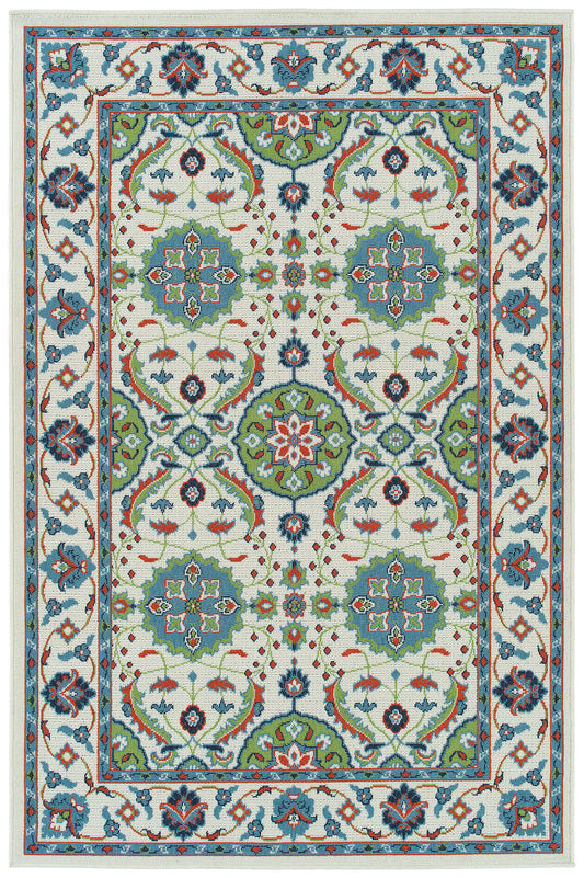 Kaleen Sunice Sun11-01 Ivory, Lt Blue, Lime Green, Tangerine Area Rug