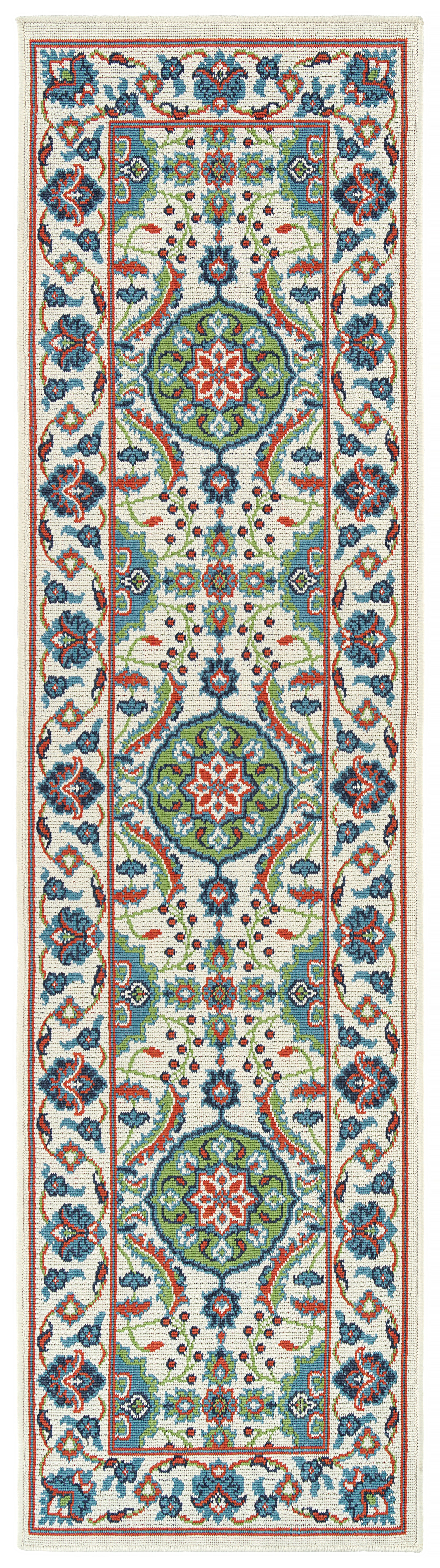 Kaleen Sunice Sun11-01 Ivory, Lt Blue, Lime Green, Tangerine Area Rug