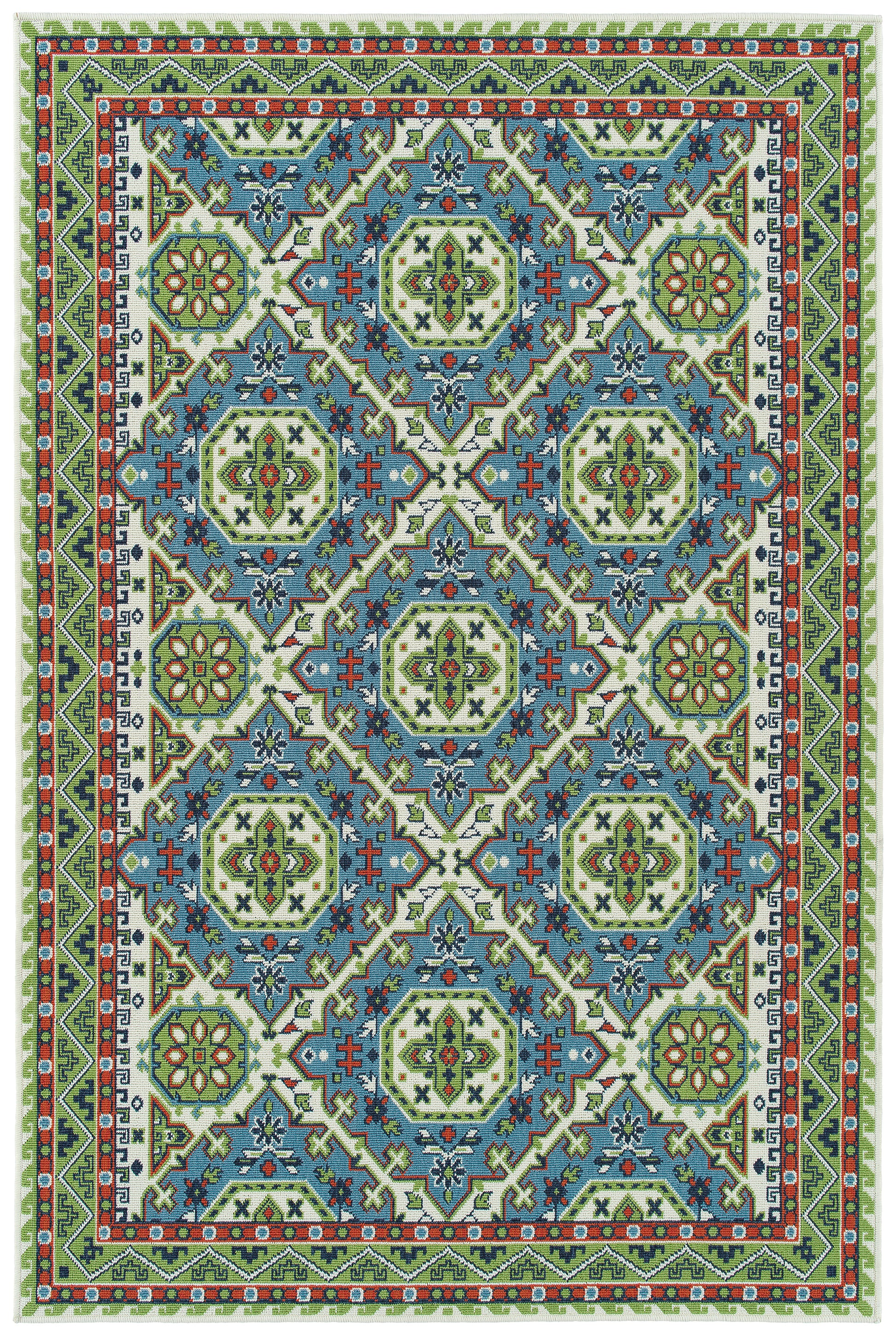 Kaleen Sunice Sun14-79 Lt Blue, Lime Green, Tangerine, Ivory Area Rug