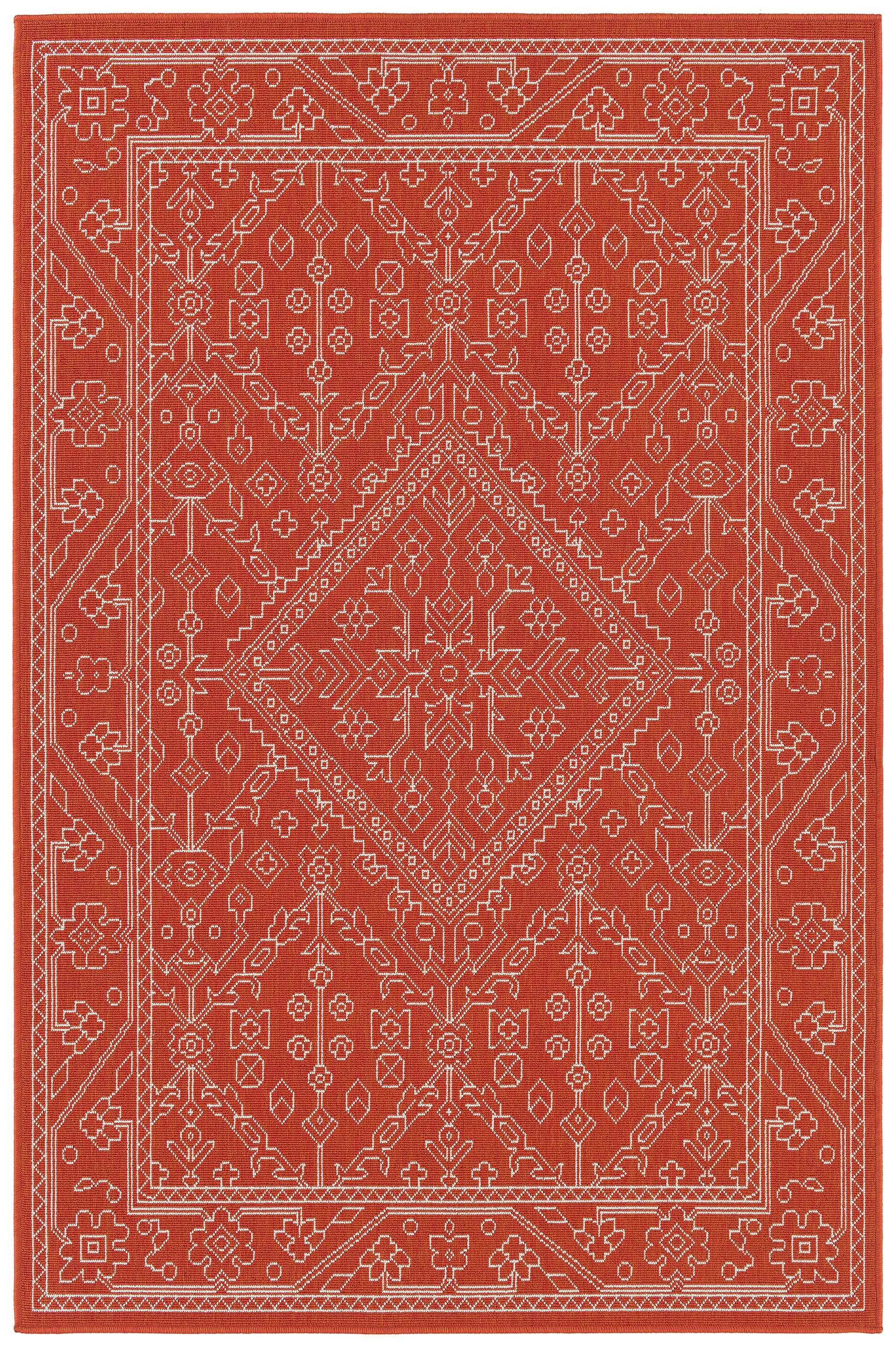 Kaleen Sunice Sun17-32 Tangerine, White Area Rug