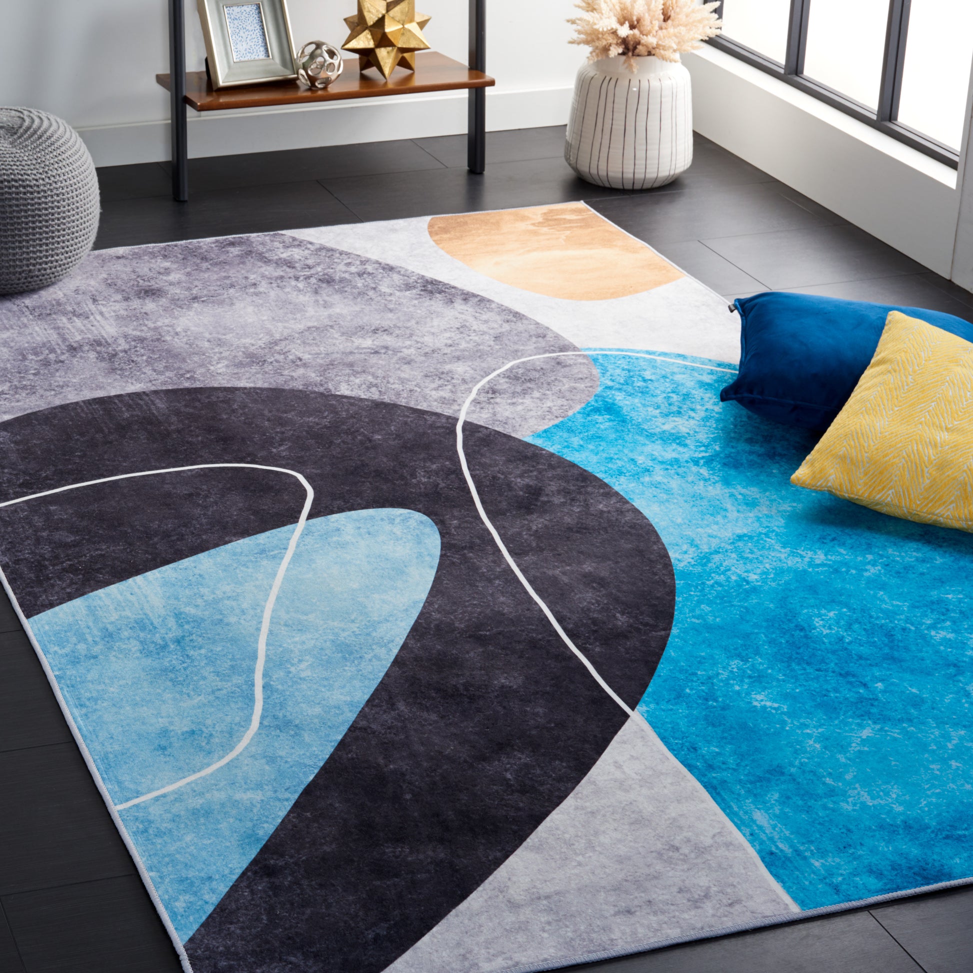 Safavieh Tacoma Tac837G Dark Grey/Turquoise Area Rug