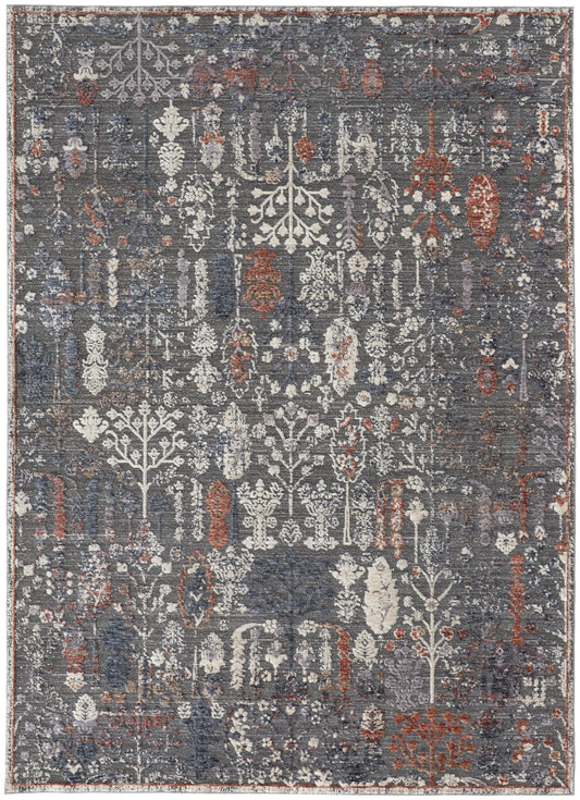 Feizy Thackery 39D1F Gray/Red Area Rug