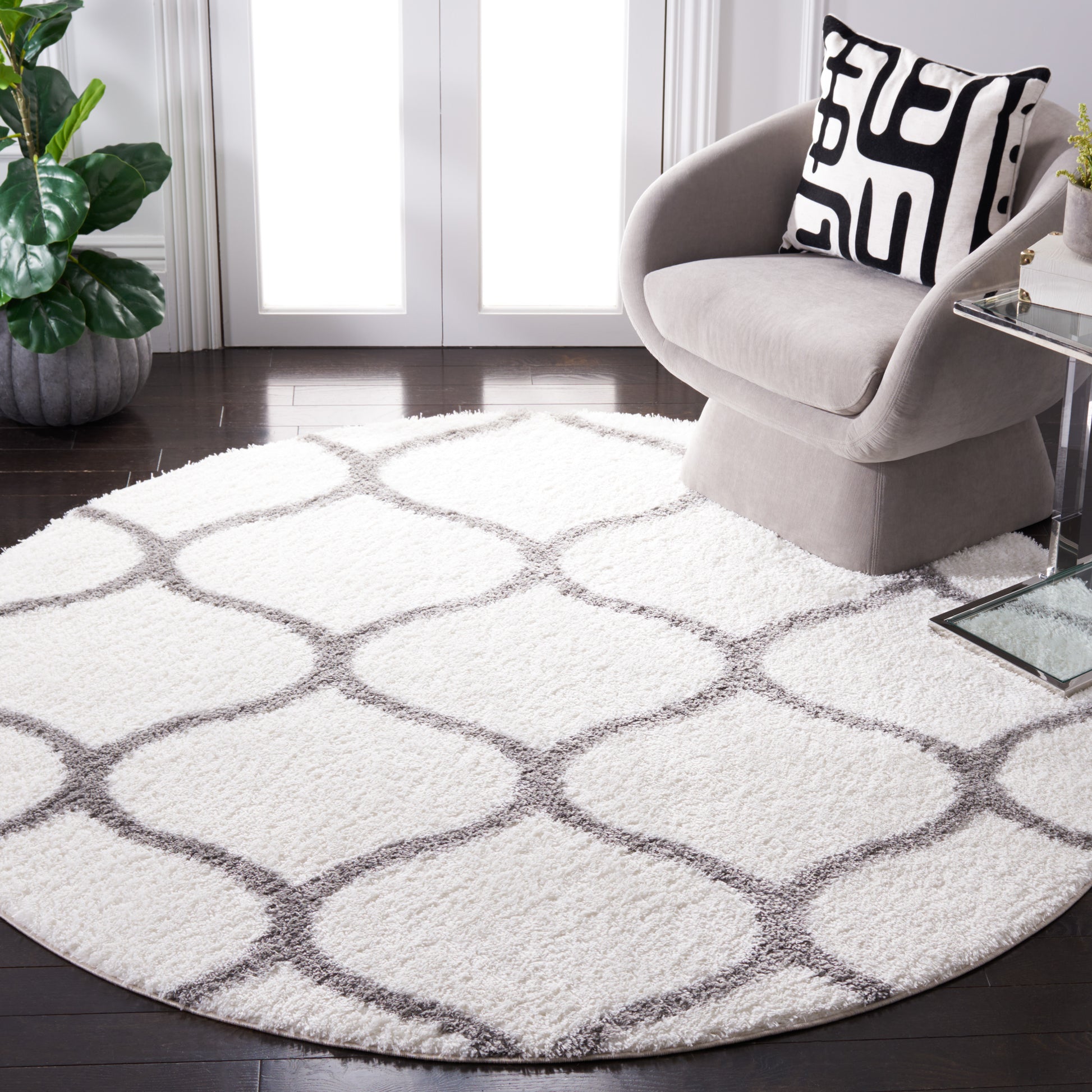 Safavieh Tahoe Shag Tho677C White/Grey Area Rug