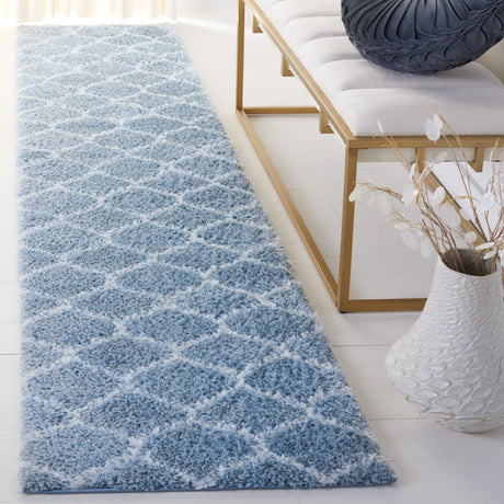 Safavieh Tahoe Shag Tho677M Blue/White Rug.