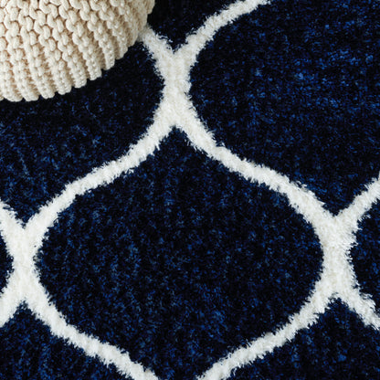 Safavieh Tahoe Shag Tho677N Navy/White Area Rug