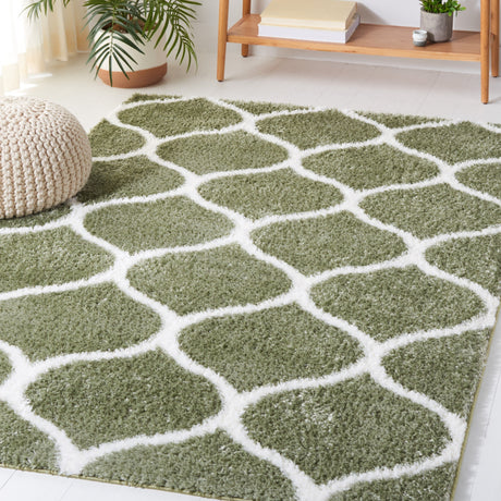 Safavieh Tahoe Shag Tho677W Sage/White Rug.