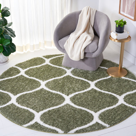 Safavieh Tahoe Shag Tho677W Sage/White Rug.