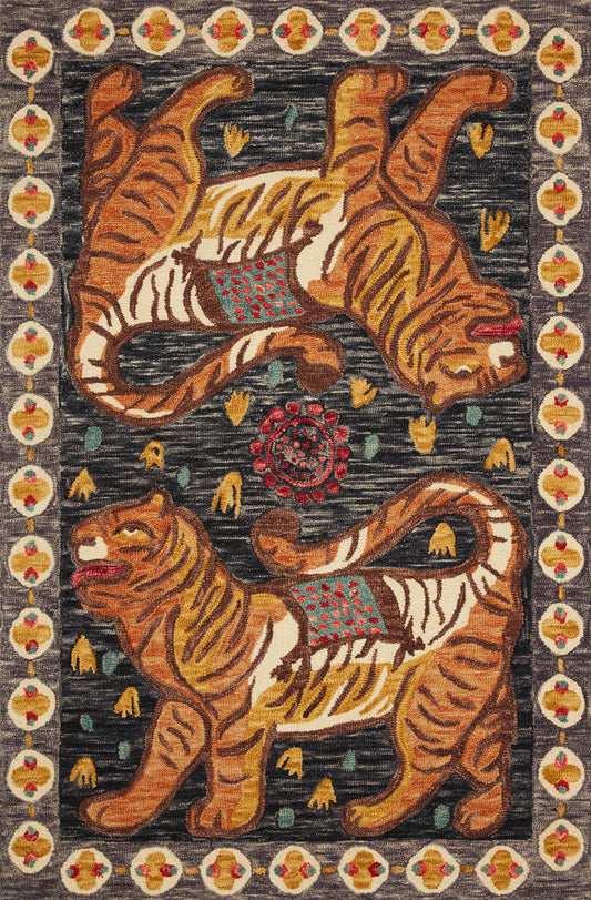 Loloi Tigress Tig-02 Charcoal/Tangerine Area Rug