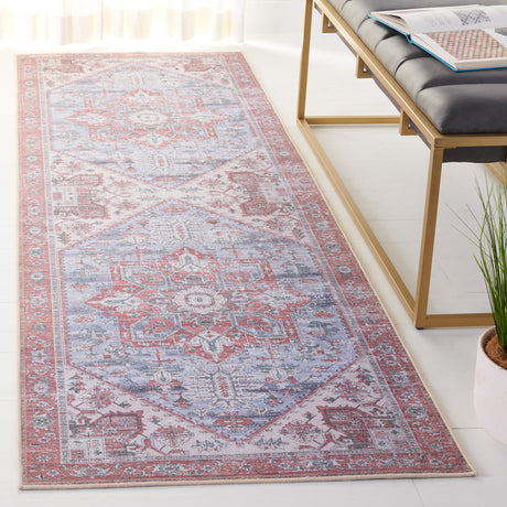 Safavieh Machine Washable Tucson Tsn102G Grey Blue/Rust Rug.