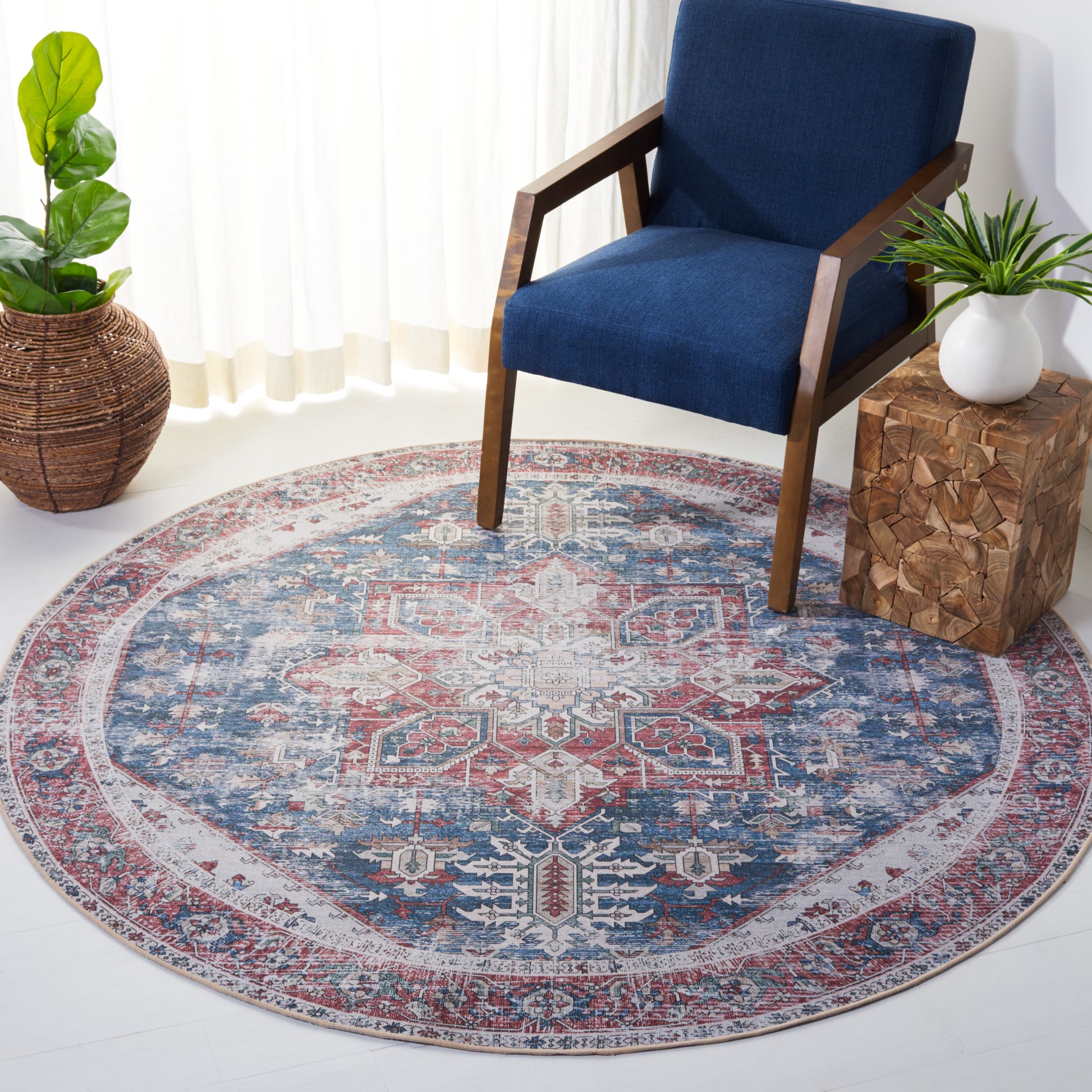 Safavieh Tucson Tsn102N Navy/Red Area Rug