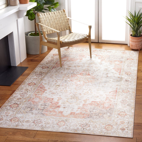 Safavieh Machine Washable Tucson Tsn105F Light Grey/Rust Rug.