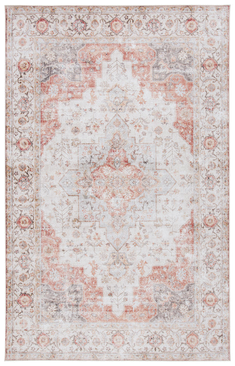 Safavieh Machine Washable Tucson Tsn105F Light Grey/Rust Rug.