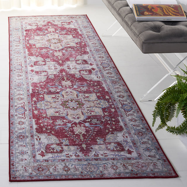 Safavieh Machine Washable Tucson Tsn106S Burgundy/Beige Rug.