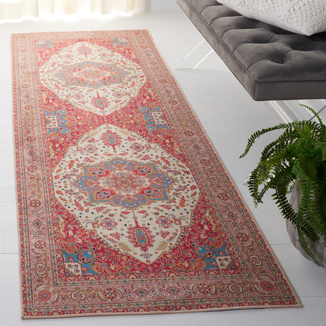 Safavieh Machine Washable Tucson Tsn107Q Red/Beige Rug.