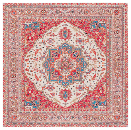 Safavieh Machine Washable Tucson Tsn107Q Red/Beige Rug.