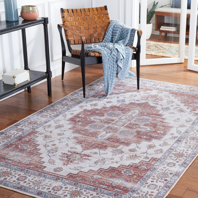 Safavieh Machine Washable Tucson Tsn109A Ivory/Rust Rug.