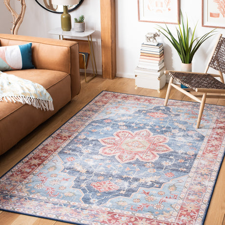 Safavieh Machine Washable Tucson Tsn110M Blue/Rust Rug.