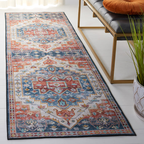 Safavieh Machine Washable Tucson Tsn116M Blue/Rust Rug.