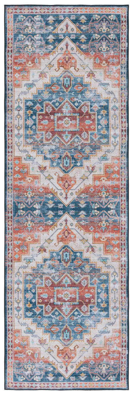 Safavieh Machine Washable Tucson Tsn116M Blue/Rust Rug.