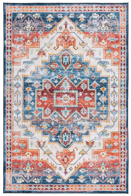 Safavieh Machine Washable Tucson Tsn116M Blue/Rust Rug.