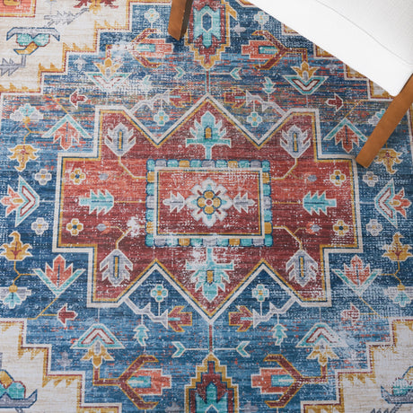 Safavieh Machine Washable Tucson Tsn116M Blue/Rust Rug.