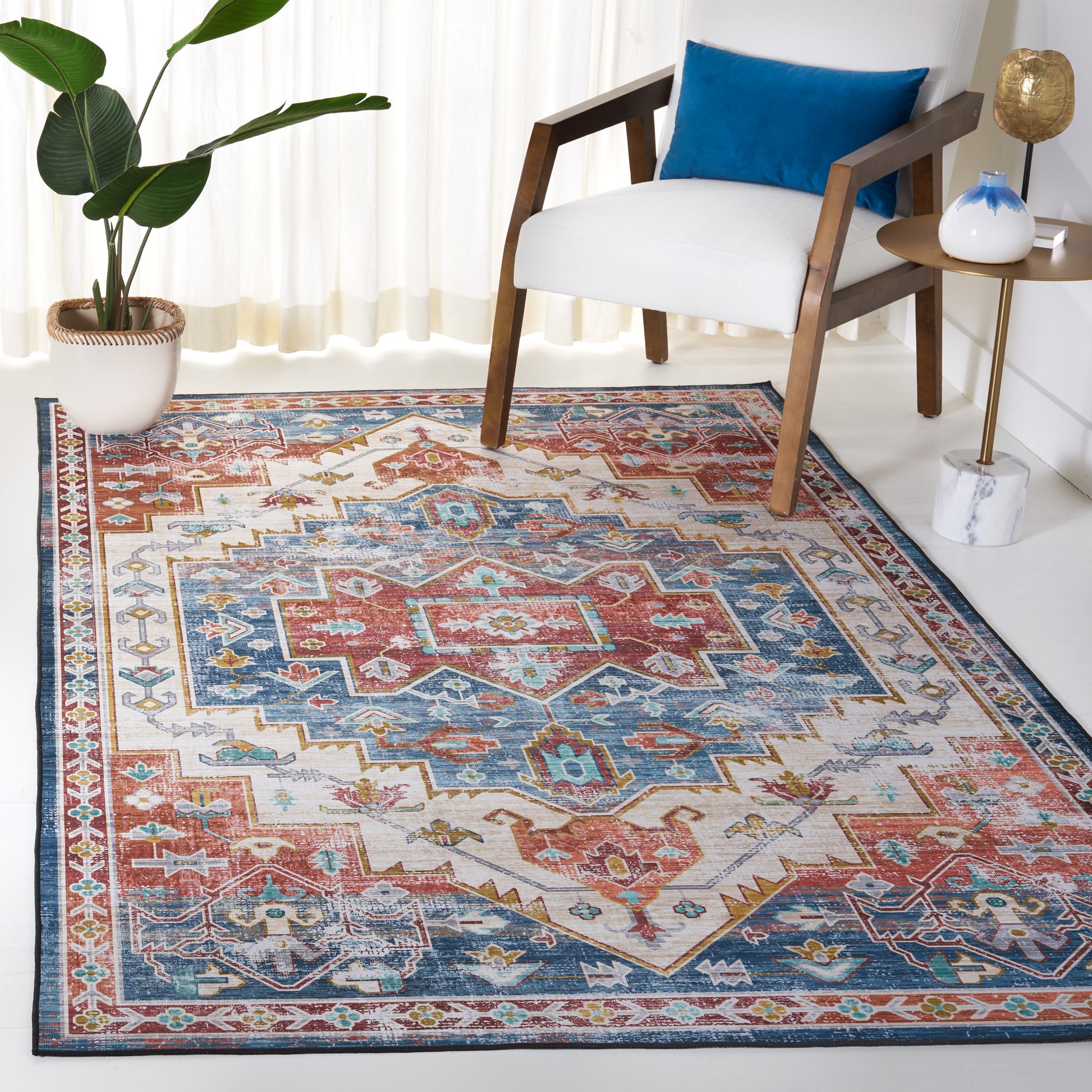 Safavieh Tucson Tsn116M Blue/Rust Area Rug