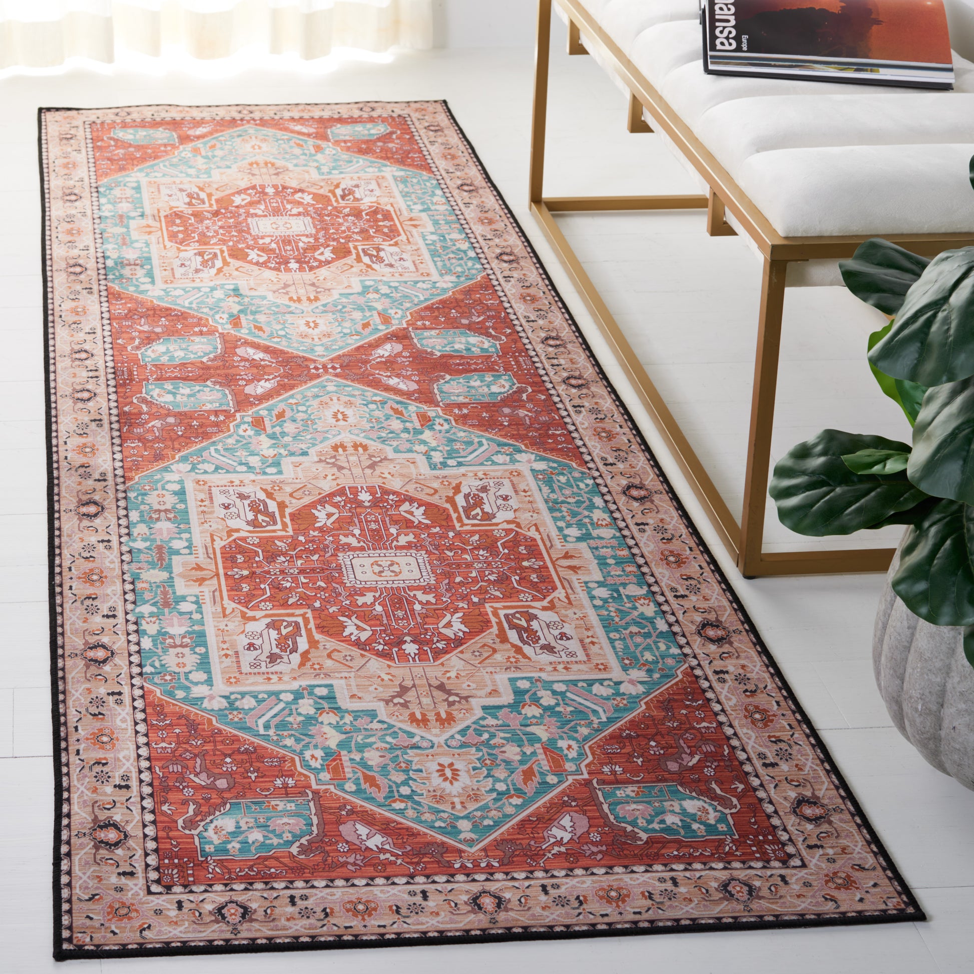 Safavieh Tucson Tsn120J Aqua/Rust Area Rug