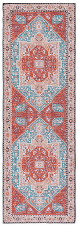 Safavieh Machine Washable Tucson Tsn120J Aqua/Rust Rug.