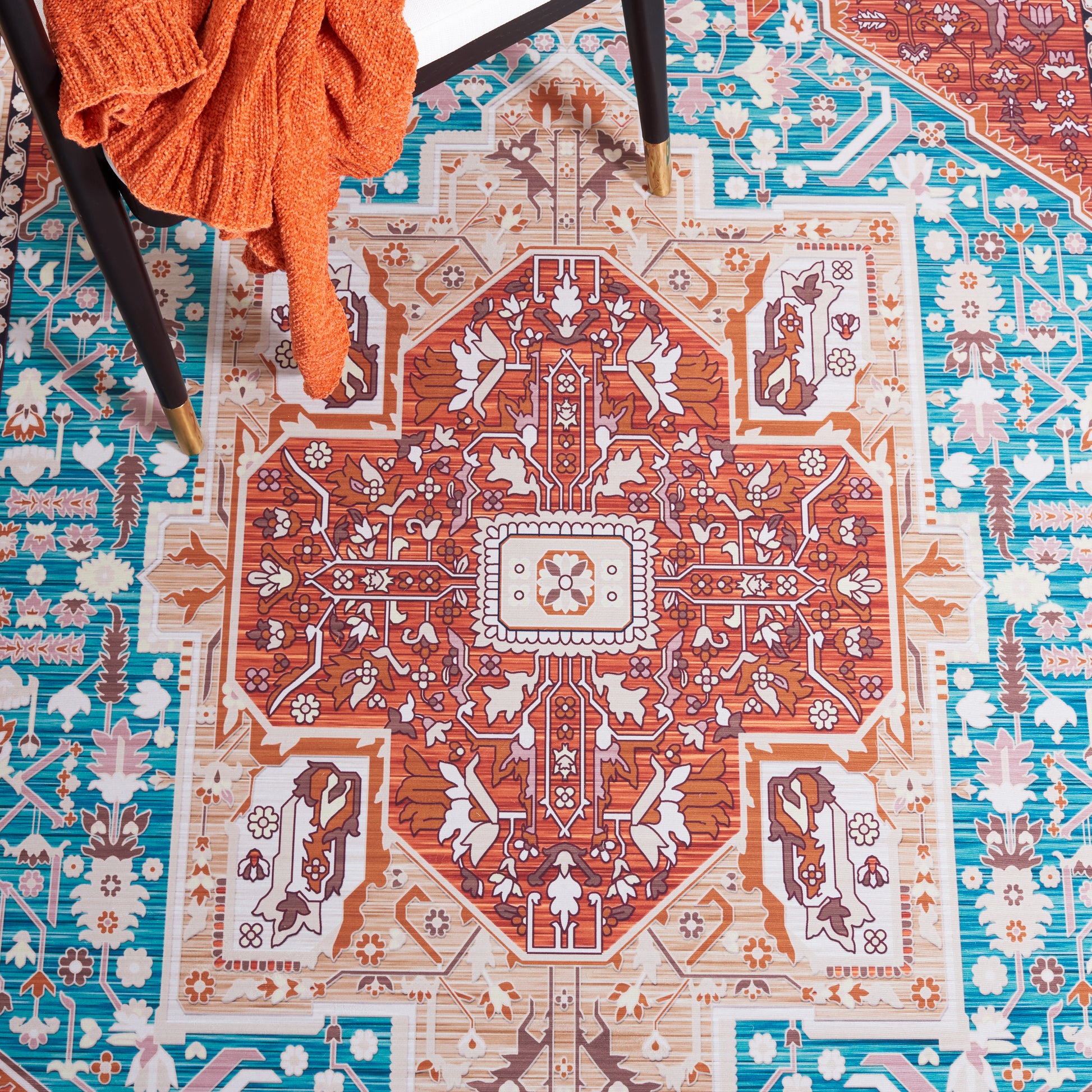 Safavieh Tucson Tsn120J Aqua/Rust Area Rug