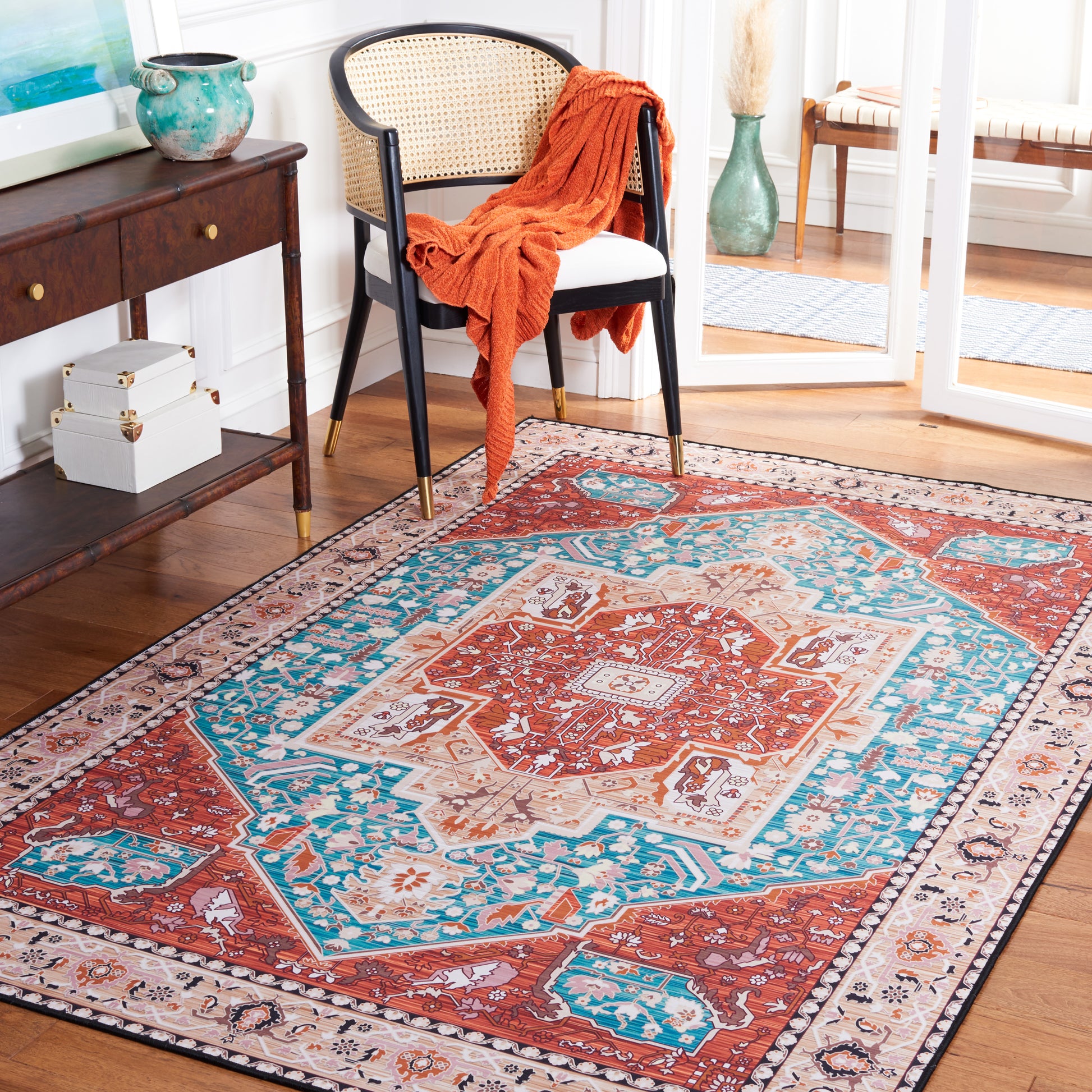 Safavieh Tucson Tsn120J Aqua/Rust Area Rug