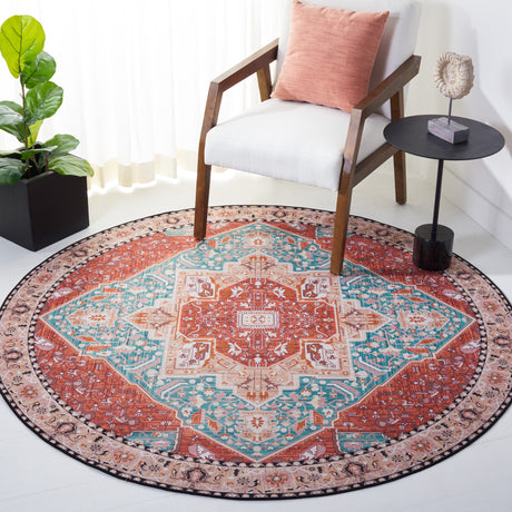 Safavieh Machine Washable Tucson Tsn120J Aqua/Rust Rug.